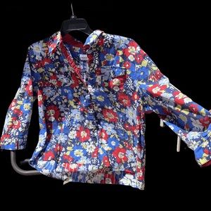 Multi-color red and blue floral blouse - Alfred Dunner